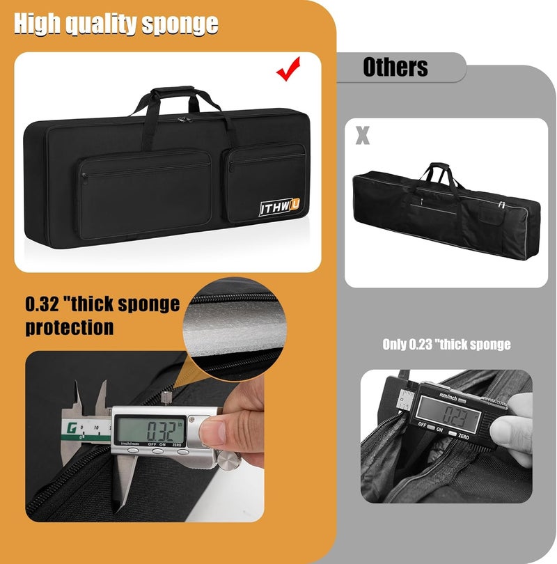 ITHWIU Padded 8mm Shockproof Slim61 Keys Keyboard Case Electric Piano Keyboard Gig Bag Well Protection with Adjustable Straps and 4-Pocket for Keyboard Accessaries, Black (Interior: 37.8”×13”×6”) - Image 4